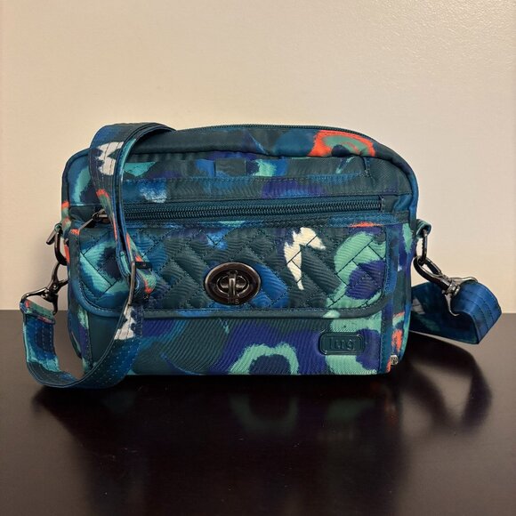 Lug Switch Blue & Green Mystic Bloom Forest Nylon Convertible Crossbody Bag - Picture 1 of 13